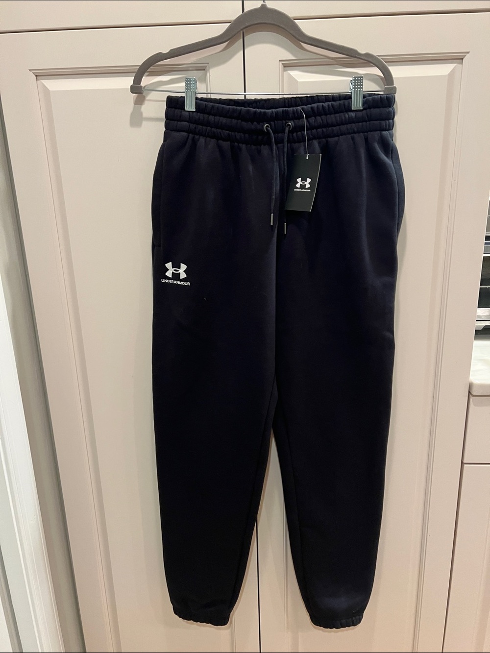 Under Armour Black Boys' Fleece Joggers with White Logo